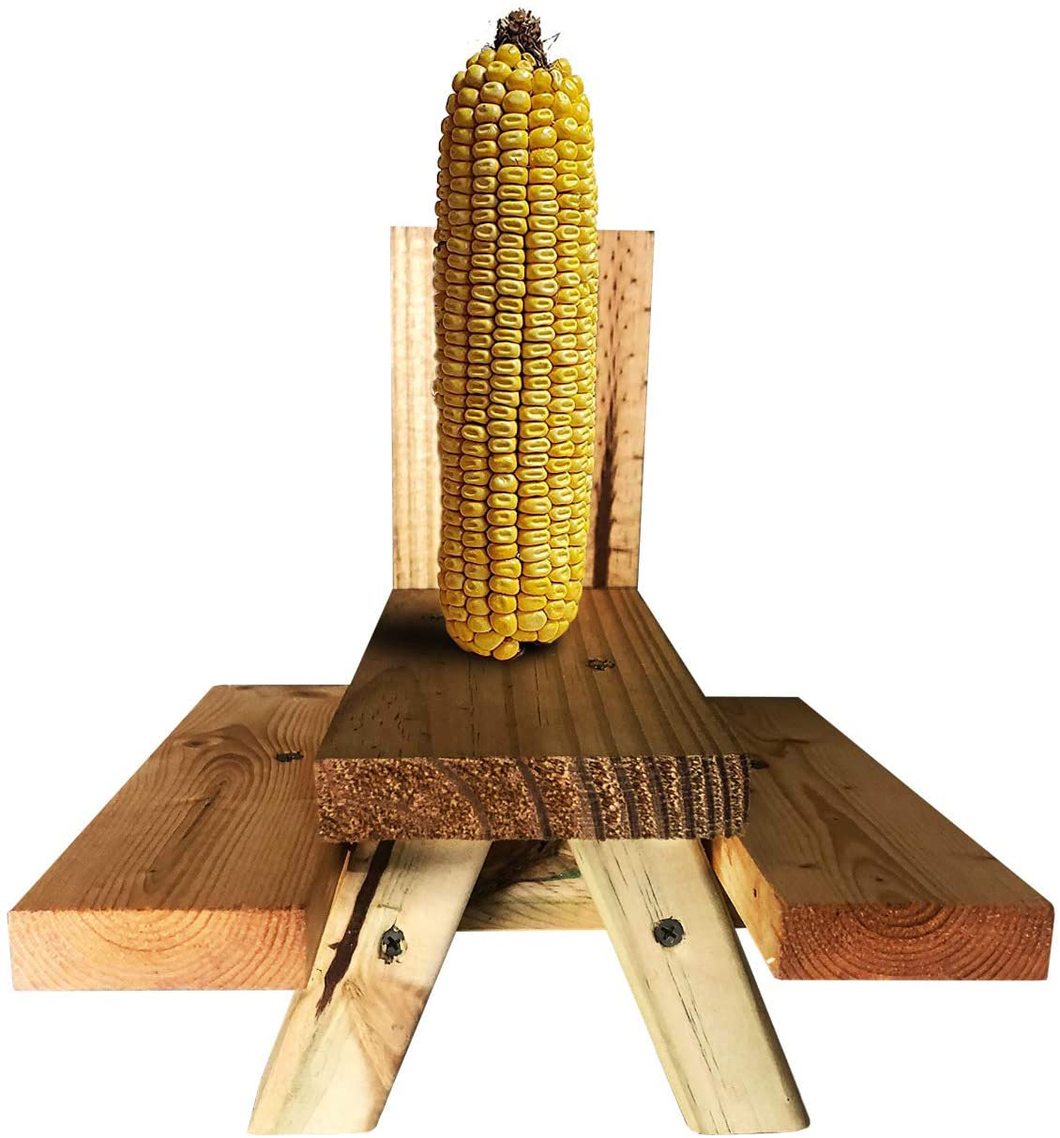 Squirrel Feeders for Outside – Squirrel Feeder Picnic Table – Large Size – Stained & Treated Wood – Squirrel Picnic Table Feeder – Squirrel Corn Cob Holder – Squirrel Food Bench Feeding – Made in USA