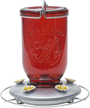 Load image into Gallery viewer, Perky-Pet 786 Red Mason Jar Glass Hummingbird Feeder, 32-oz
