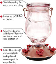 Load image into Gallery viewer, Perky-Pet 9104-2 Rose Gold Top-Fill Glass Hummingbird Feeder Rose Gold 24 oz Capacity
