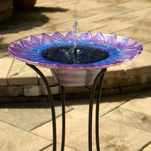 Load image into Gallery viewer, Bell Flower Glass Solar Birdbath - Top View
