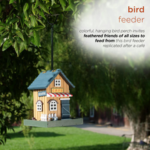 Load image into Gallery viewer, 9 in. Tall Outdoor Hanging Colorful Bird Feeder, Café
