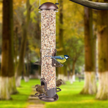 Load image into Gallery viewer, Wild Bird Feeder Classic, Witacles 17 Inch Tube All Metal Steel Hanger, for Garden Yard Outdoor, 4 Feeding Ports, Seed is not Included (Brown)

