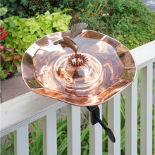 Load image into Gallery viewer, 13.25 in. Dia Copper Plated Hummingbird Birdbath Bowl with Over Rail Bracket
