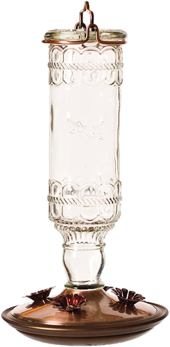 Perky-Pet 8107-2 Antique Bottle 10-Ounce Glass Hummingbird Feeder, Clear
