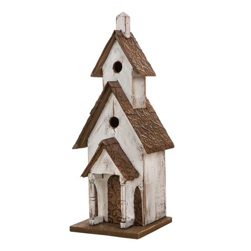 23.62 in. H Oversized Rustic Wood White Birdhouse