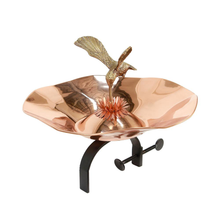 Load image into Gallery viewer, 13.25 in. Dia Copper Plated Hummingbird Birdbath Bowl with Over Rail Bracket
