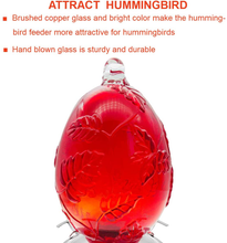 Load image into Gallery viewer, REZIPO Hummingbird Feeder with Perch - Hand Blown Glass - Red - 26 Fluid Ounces Hummingbird Nectar Capacity Include Hanging Wires and Moat Hook
