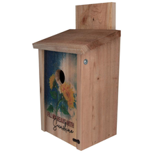 Load image into Gallery viewer, Decorative Sunflower Design Cedar Blue Bird House
