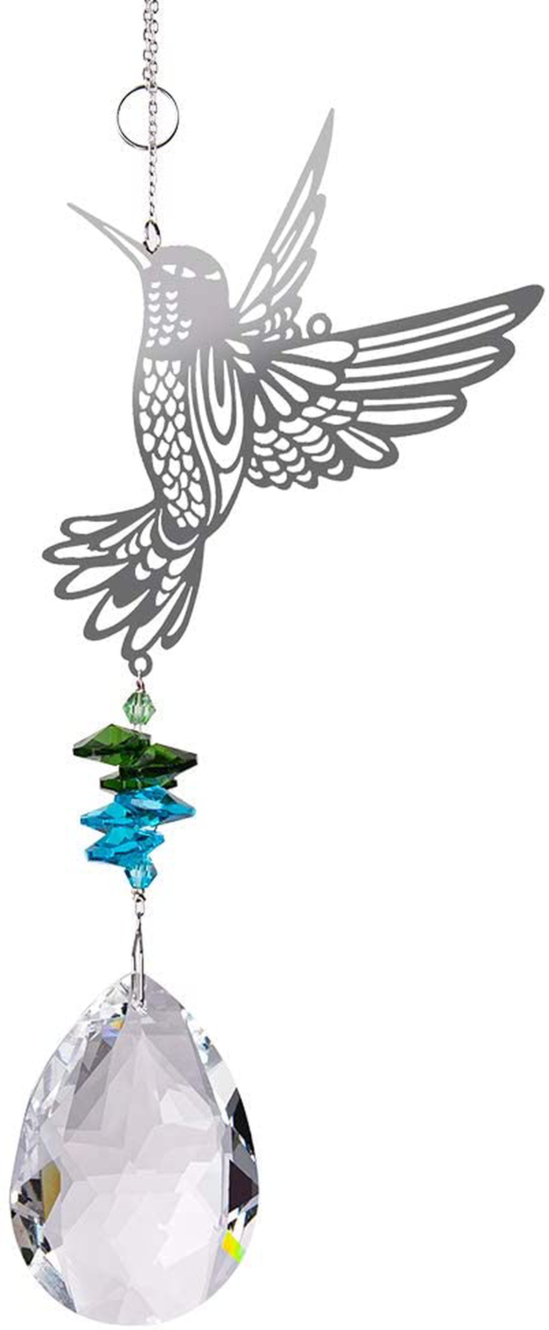 LONGSHENG - SINCE 2001 - Hummingbird Hanging Suncatcher Crystal Glass Prisms Ornament Garden Home Decor Gift