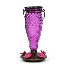 Load image into Gallery viewer, Diamond Wine Top-Fill Decorative Glass Hummingbird Feeder - 24 oz. Capacity
