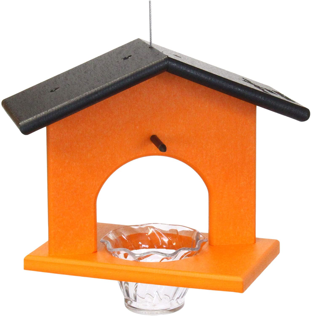 AmishToyBox.com Oriole Bird Feeder, Poly-Wood Hanging Oriole Jelly Feeder (Orange)