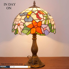 Load image into Gallery viewer, Tiffany Lamp W12H18 Inch (LED Bulb Included) Hummingbird Stained Glass Reading Table Bedside Desk Light S101 WERFACTORY Lamps Antique Art Craft Gifts Lover Kid Living Room Bedroom Study Coffee Bar
