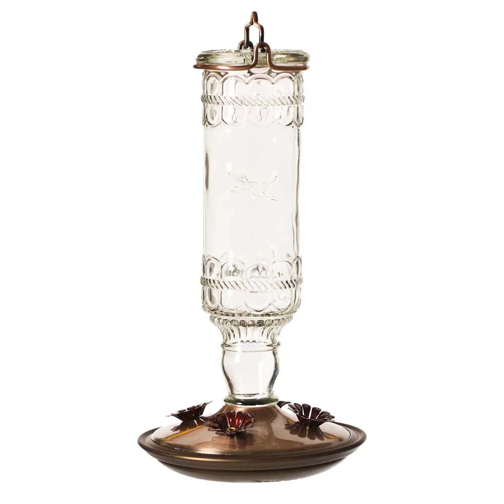 Green Antique Bottle Decorative Glass Hummingbird Feeder - 10 oz. Capacity