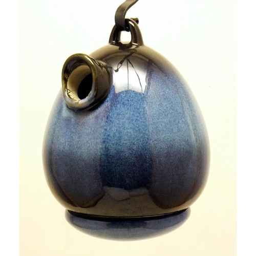 9 in. Blue Ceramic Egg Shape Bird House Cobalt
