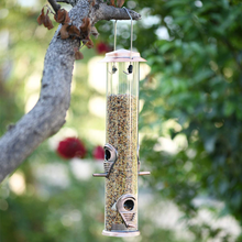 Load image into Gallery viewer, Ointo Garden Tube Bird Feeder Hanging with 4,Copper Feeding Ports Wild Bird Seed Feeder for Mix Seed Blends Heavy Duty
