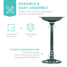 Load image into Gallery viewer, Pedestal Green Birdbath - Durable and Easy Assembly
