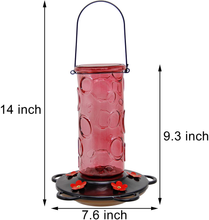 Load image into Gallery viewer, Juegoal 28 oz Glass Hummingbird Feeders for Outdoors, Wild Bird Feeder with 5 Feeding Ports, Metal Handle Hanging for Outdoor Garden Tree Yard, Red
