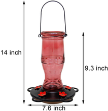 Load image into Gallery viewer, Juegoal Glass Hummingbird Feeders for Outdoors, 26 oz Wild Bird Feeder with 5 Feeding Ports, Metal Handle Hanging for Garden Tree Yard Outside Decoration, Red
