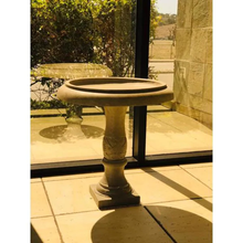 Load image into Gallery viewer, 22.8 in. Dia Weathered Concrete Lightweight Traditional Flower Pattern Birdbath
