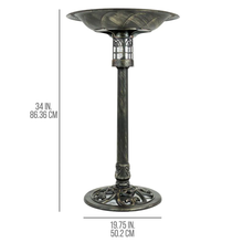 Load image into Gallery viewer, Beacon Point Solar Lighted Bird Bath in Brushed Bronze - Size
