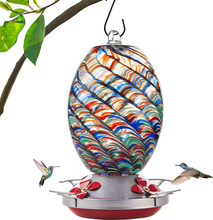Load image into Gallery viewer, Muse Garden Hummingbird Feeder for Outdoors, Hand Blown Glass, 25 Ounces, Containing Ant Moat, Phoenix
