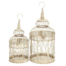 Load image into Gallery viewer, 22 in. and 18 in. Distressed White Classic Metal Birdcage (Set of 2)
