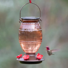 Load image into Gallery viewer, Prohibition Top-Fill Decorative Glass Hummingbird Feeder - Hanging

