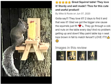 Load image into Gallery viewer, Squirrel Feeders for Outside – Squirrel Feeder Picnic Table – Large Size – Stained &amp; Treated Wood – Squirrel Picnic Table Feeder – Squirrel Corn Cob Holder – Squirrel Food Bench Feeding – Made in USA

