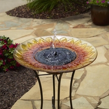 Load image into Gallery viewer, Sunflower Glass Solar Birdbath - Top View
