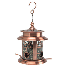 Load image into Gallery viewer, Arch Inlay Copper Solar Bird Seed Feeder
