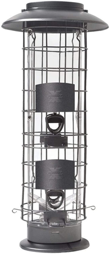 More Birds 106IN, 1.5 Pounds Seed Capacity, Black, X-4 X Squirrel Proof Feeder, Four Feeding Stations, 1.5 Poun, 1.5 lb, Gray