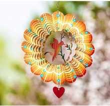 Load image into Gallery viewer, SteadyDoggie Wind Spinner Lovebird 12 inches – 3D Stainless Steel –Hummingbird – Laser Cut Metal Art Geometric Pattern - Hanging Wind Spinner, Kinetic Yard Art Decorations - Indoor/Outdoor Decor
