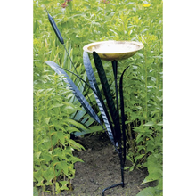 Load image into Gallery viewer, 50 in. Tall Copper Single Cattail Birdbath with 1 Bowl and Stake - Front View

