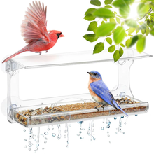 Load image into Gallery viewer, Weatherproof Window Bird Feeder with Strong Suction Cups, Drainage Holes, and 3-Sectioned Removable Tray
