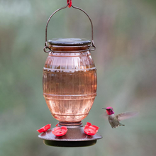 Load image into Gallery viewer, Prohibition Top-Fill Decorative Glass Hummingbird Feeder - outside
