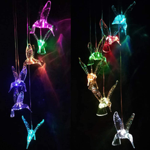 Load image into Gallery viewer, IMAGE Wind Chimes Solar Hummingbird Wind Chime Color Changing Lights Outdoor Solar Lights Hanging Decorative Garden Lights Xmas Gifts for Decor Home Garden Patio Yard Indoor Outdoor
