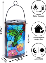 Load image into Gallery viewer, Hanging Solar Lantern Outdoor Decorative Waterproof LED Solar Hummingbird Lights Tabletop Lamp for Outdoor Patio Garden
