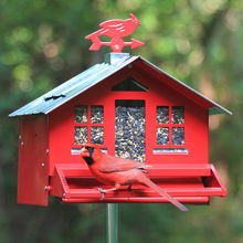 Load image into Gallery viewer, Perky-Pet 338 Squirrel-Be-Gone II Country House Bird Feeder with Weathervane, 8 lb, Red
