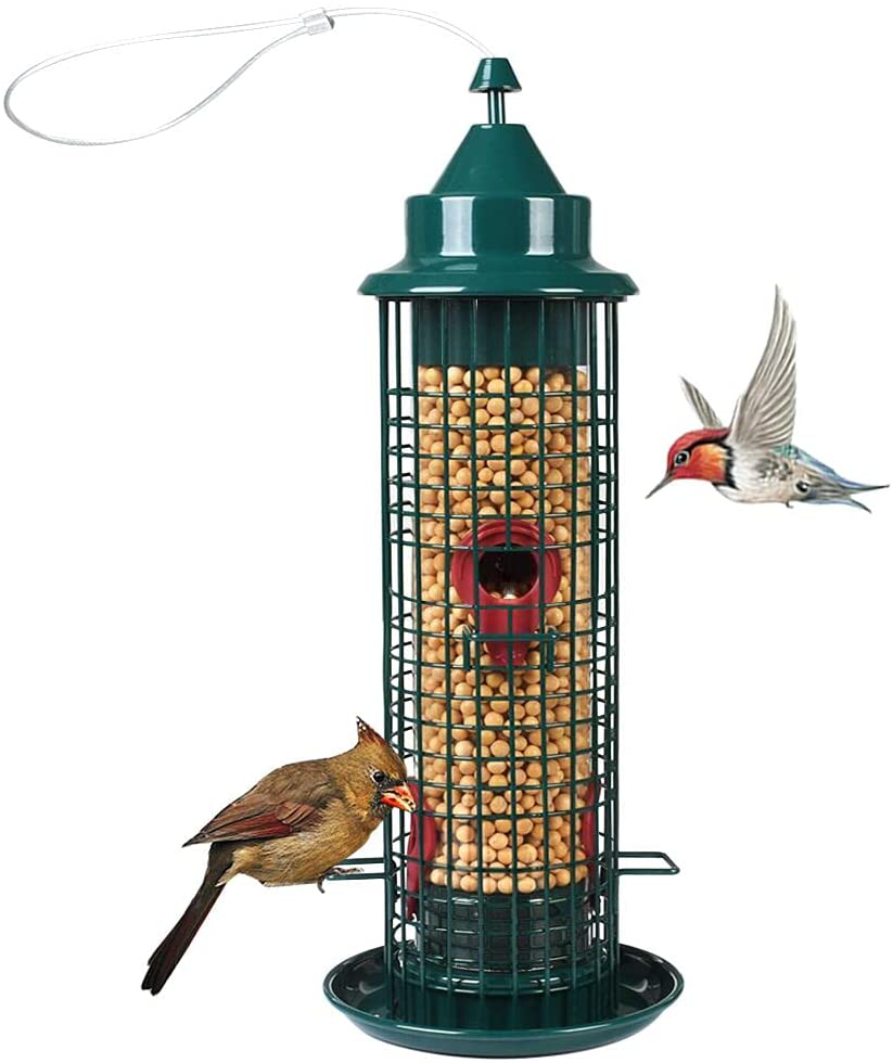 Bird Feeder for Outside Hanging,Bird Seed for Outside Wild Bird Feeders for  Garden Yard Outdoor Decoration,Round Roof Design for Sun-Proof and