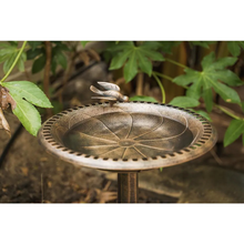 Load image into Gallery viewer, Plastic Bronze Lightweight Birdbath and Feeder with Bird Design Garden Decor
