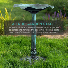 Load image into Gallery viewer, Lily Leaf Green Pedestal Birdbath - Garden Staple
