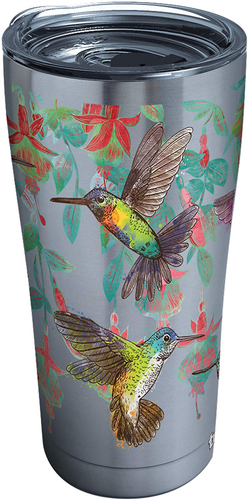Tervis Colorful Hummingbirds Stainless Steel Insulated Tumbler with Lid, 20 oz, Silver
