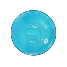 Load image into Gallery viewer, 14 in. Dia Teal Blue Reflective Crackle Glass Birdbath Bowl
