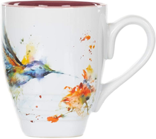 Load image into Gallery viewer, DEMDACO Dean Crouser Hummingbird Watercolor Red On White 16 Ounce Glossy Stoneware Mug With Handle
