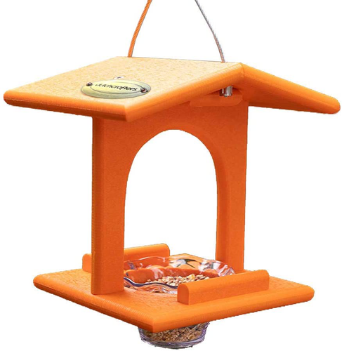 Amish Poly Plastic Outdoor Oriole Bird Feeder, Single Removable Jelly Jar Feeding Cup, USA Made (Bright Orange)