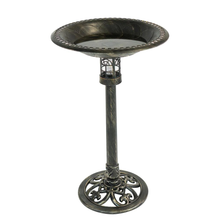 Load image into Gallery viewer, Beacon Point Solar Lighted Bird Bath in Brushed Bronze - Front View
