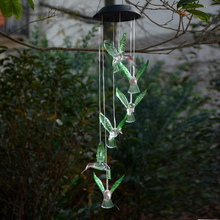 Load image into Gallery viewer, Chasgo Solar Hummingbird Wind Chime Color Changing Solar Mobile Wind Chime Outdoor Mobile Hanging Patio Light
