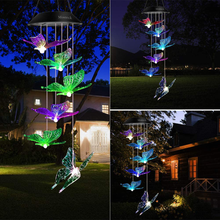 Load image into Gallery viewer, Mosteck Wind Chimes Outdoor Solar Butterfly Wind Chimes Color Changing LED Mobile Wind Chime Make a Great Birthday Gifts for Mom, Hanging Decorative Romantic Patio Lights for Yard Garden Home Party
