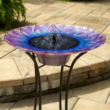 Load image into Gallery viewer, Bell Flower Glass Solar Birdbath - Fountain

