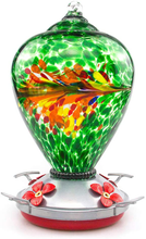 Load image into Gallery viewer, Muse Garden Hummingbird Feeder for Outdoors, Hand Blown Glass, 34 Ounces, Containing Ant Moat, Comet
